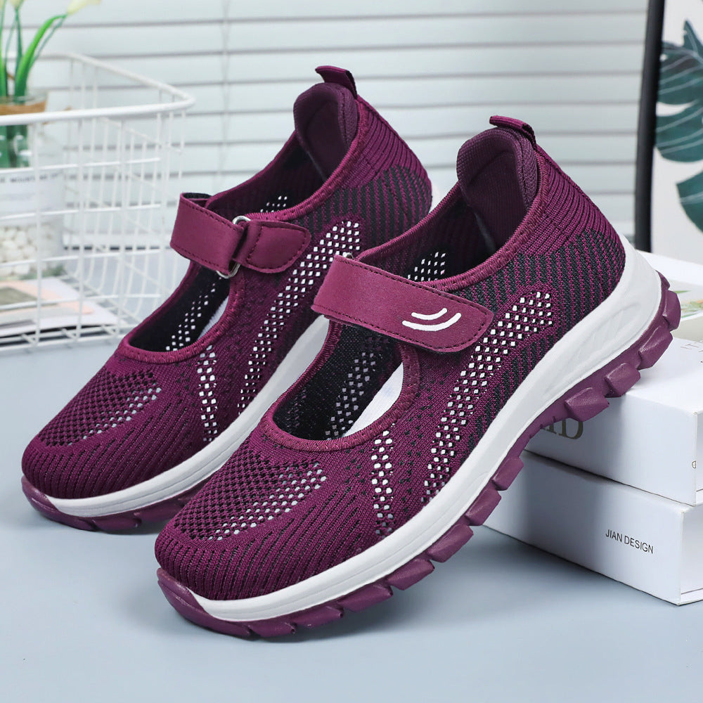 Damen Sportliche Ballerinas mit Klettverschluss und atmungsaktivem Obermaterial EB