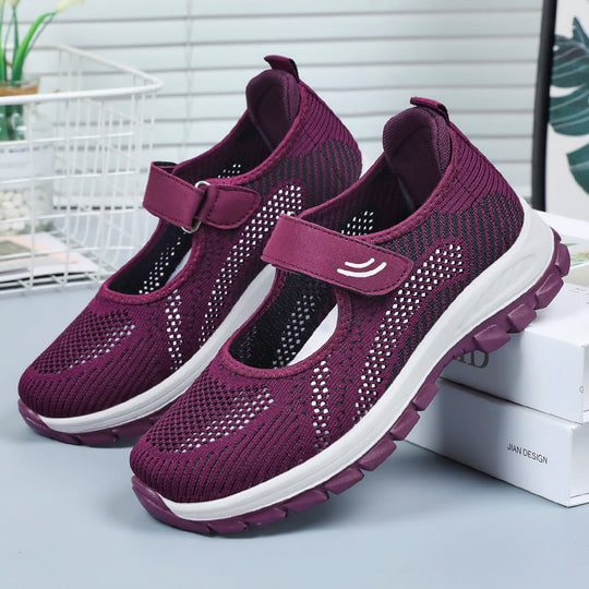 Damen Sportliche Ballerinas mit Klettverschluss und atmungsaktivem Obermaterial EB