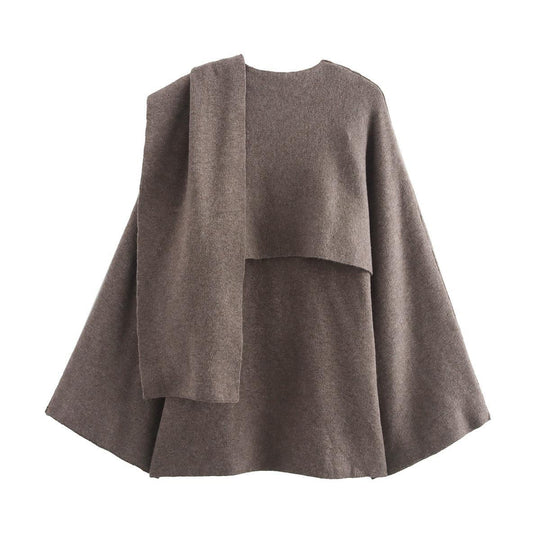 Damen modischer Umhangpullover aus weichem Material EB