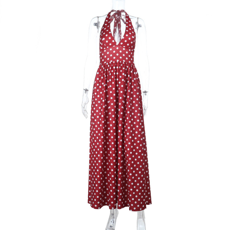 Damen Maxikleid mit Halterneck und punktemuster EB