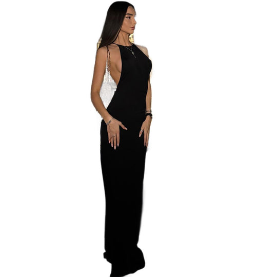 Damen Skulpturaler Maxikleid im minimalistischen Design mit seitlichen Cut-Outs EB