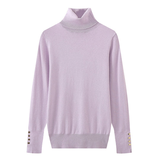 Damen Rollkragenpullover mit eleganten Knopfdetails EB