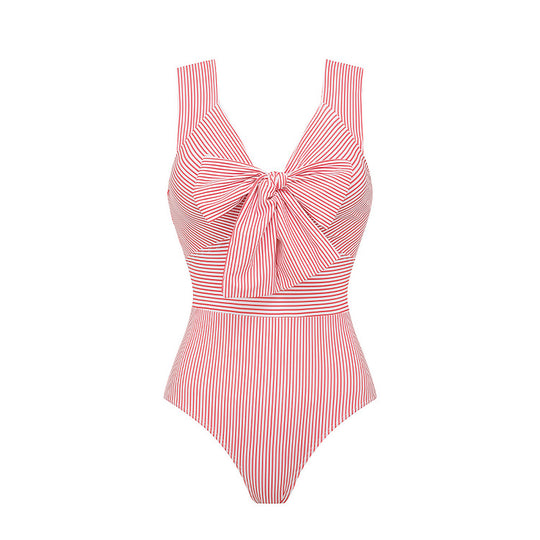 Damen Striped Bikini-Set mit eleganter Wickelbluse und modischem Rock EB