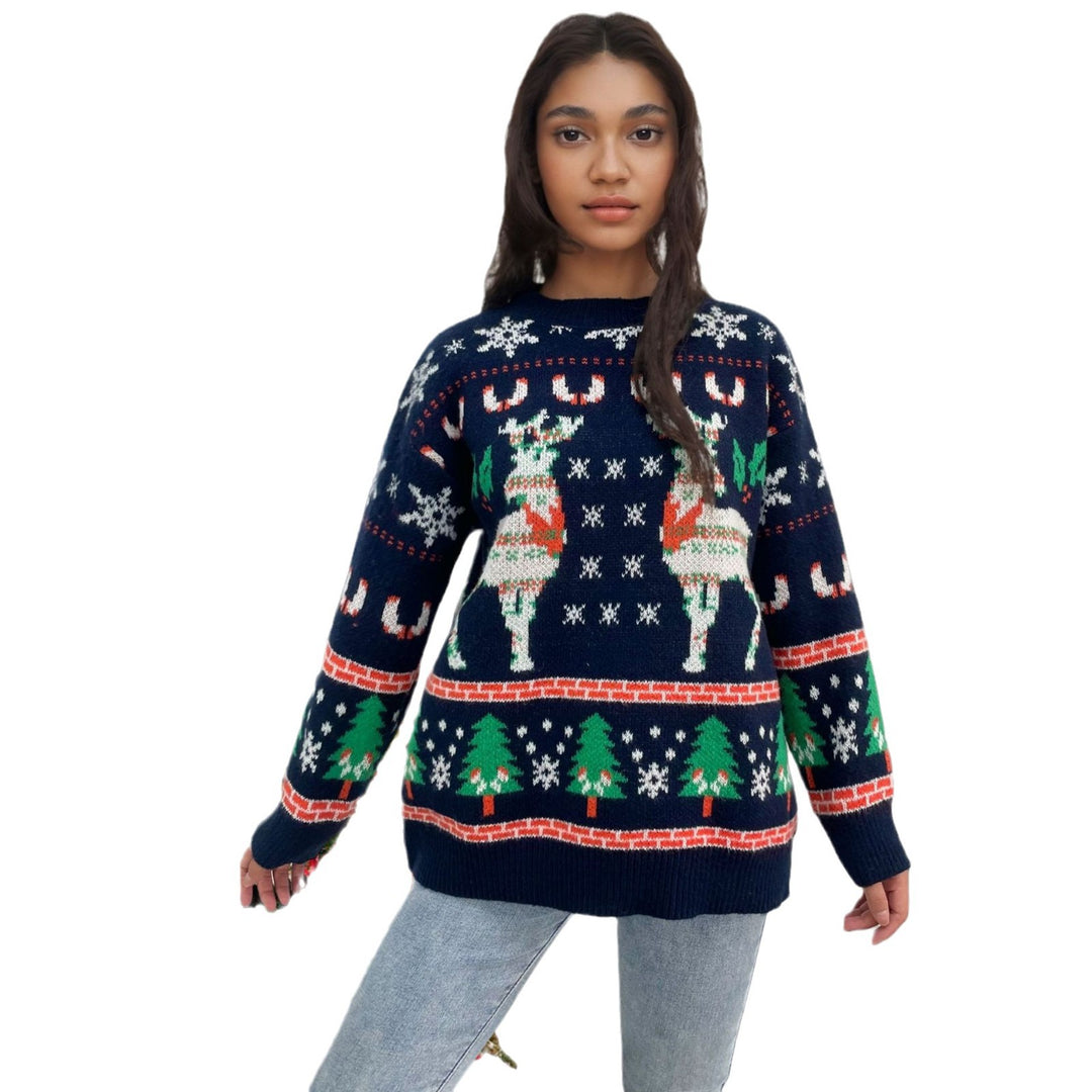 Damen festlicher Strickpullover mit Weihnachtsmotiv EB