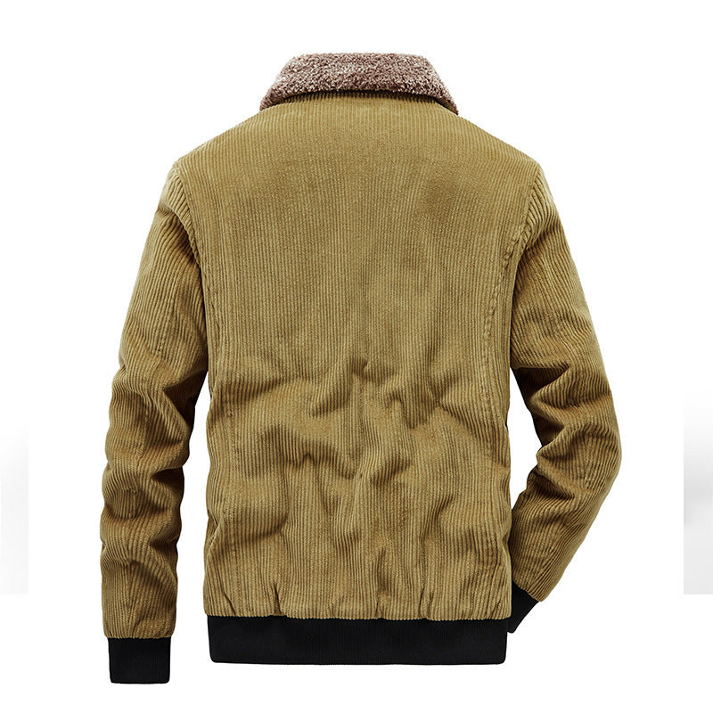 Herren Cord-Blouson im Pilotenstil mit durchgehendem Sherpa-Innenfutter und Pattentaschen EB