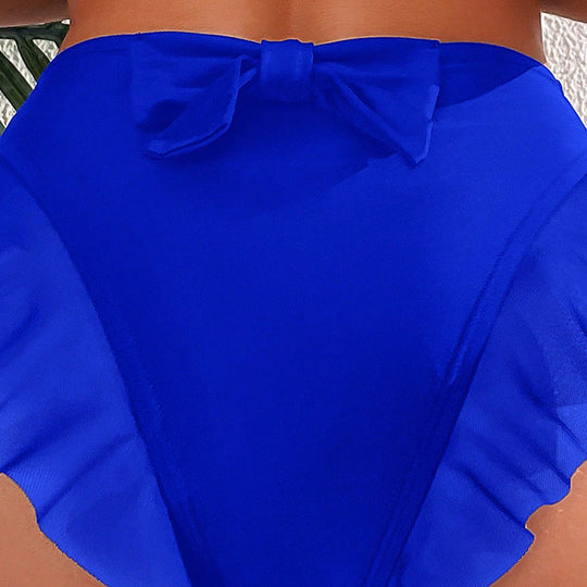 Damen Hochgeschnittenes Bikini-Unterteil mit Rüschendetails EB