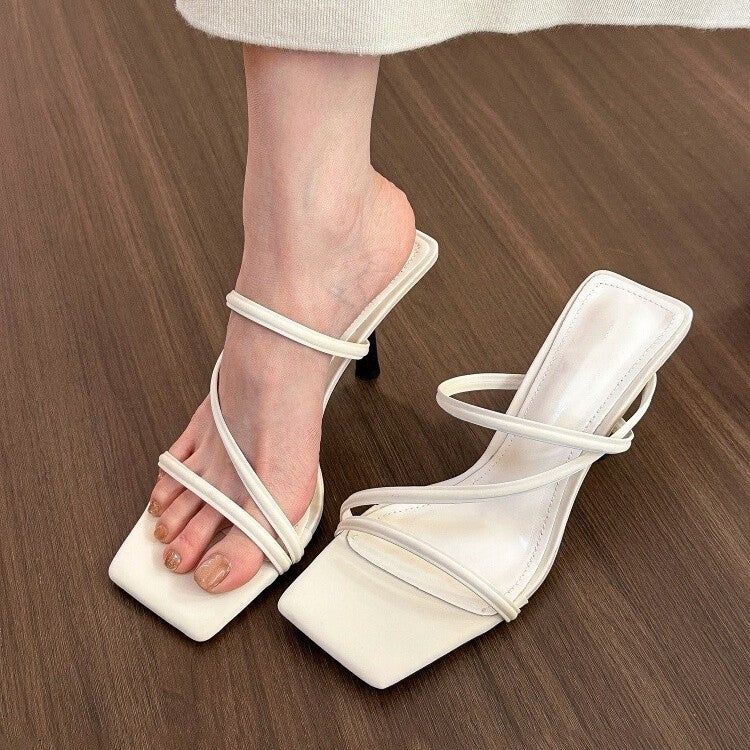 Damen elegante offene Sandalen mit hochwertigem Riemendesign EB