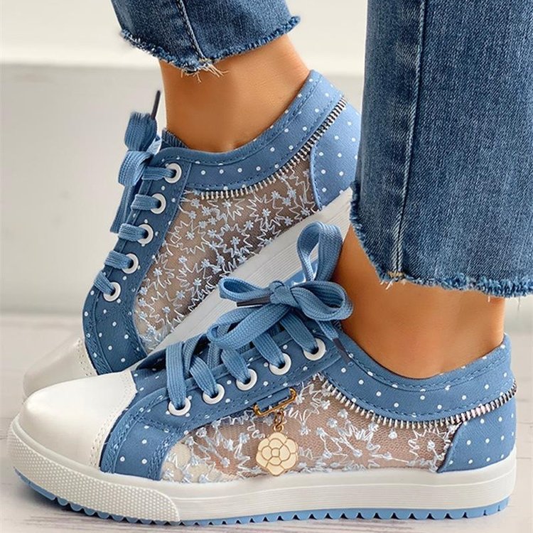Damen modische Sneakers mit verspieltem Punktedesign und atmungsaktiver Sohle EB