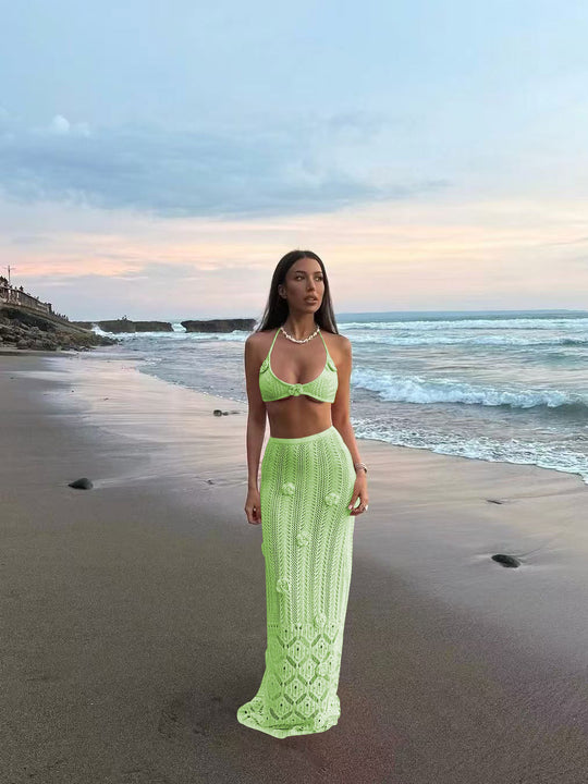 Damen Häkel-Strandkleid mit Kapuzenshirt EB