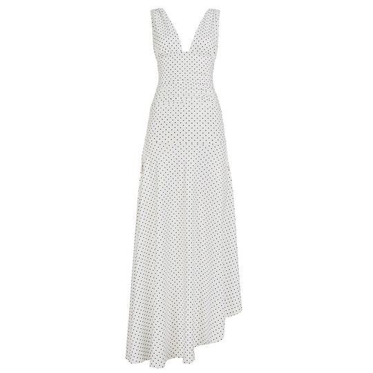 Damen Maxikleid mit asymmetrischem Saum und tiefem V-Ausschnitt EB