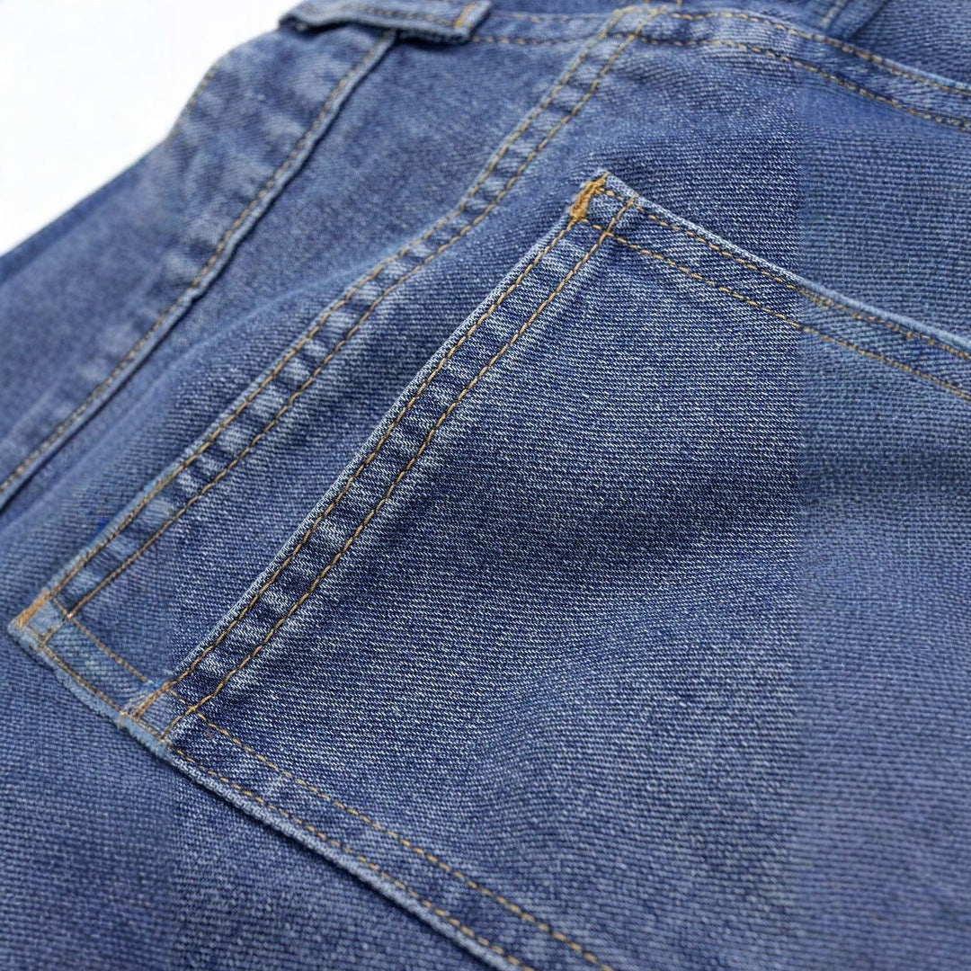 Damen nan hochgeschnittene Doppelbund-Jeansculotte mit weitem Cropped-Bein und sichtbaren Nahtpaneelen EB