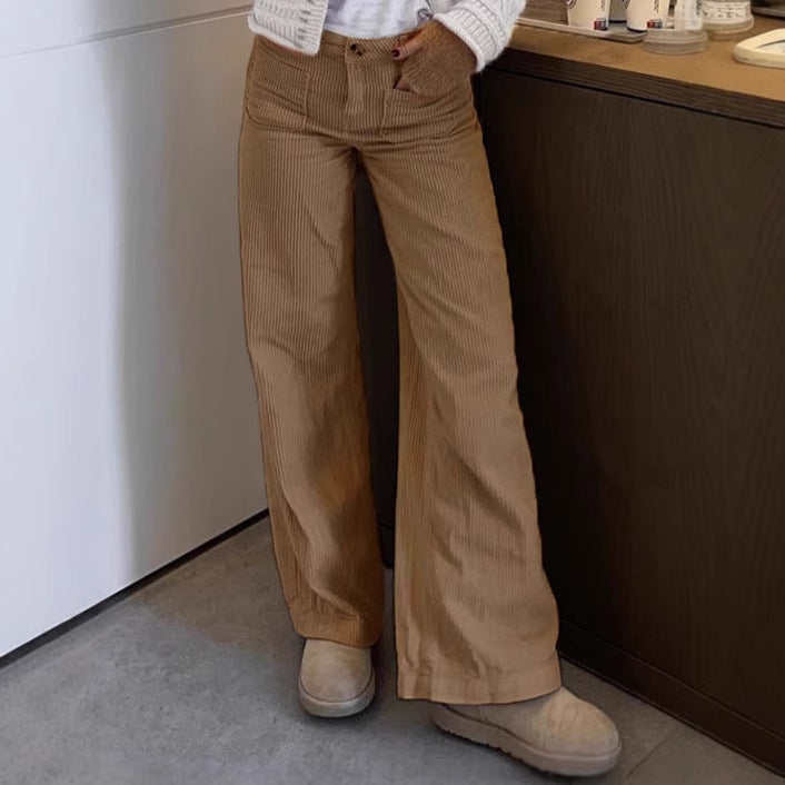 Damen Bequeme und stilvolle Cordhose mit weitem Bein EB