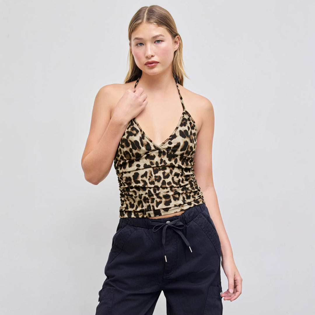 Damen Spaghettiträgershirt im Leopardenmuster EB