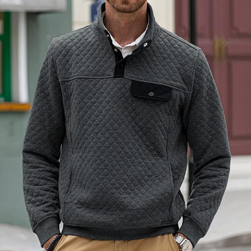 Herren Stepppullover mit Brusttasche und kontrastierenden Details EB