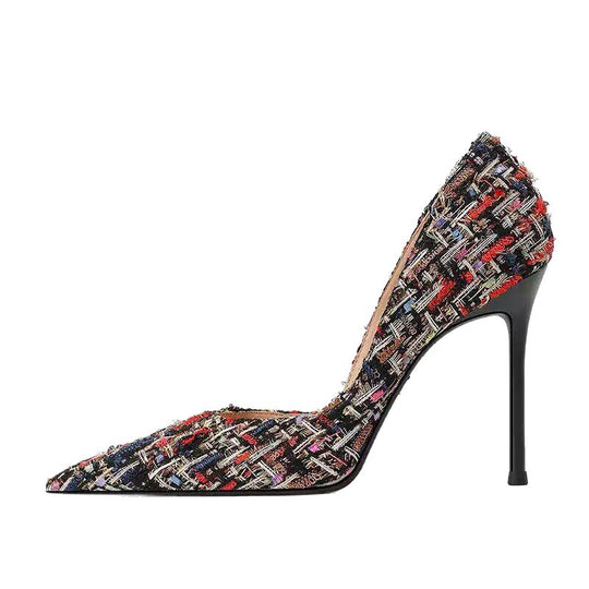 Damen elegante spitze High Heel Pumps mit geflochtenem Design EB