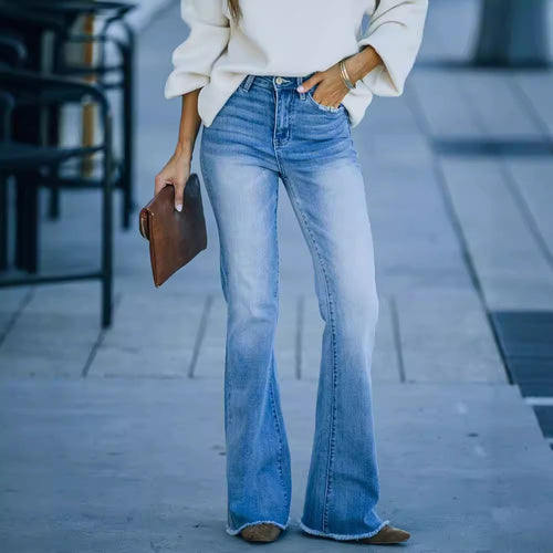 Damen Flared Jeans mit hohem Bund und elegantem Schnitt EB