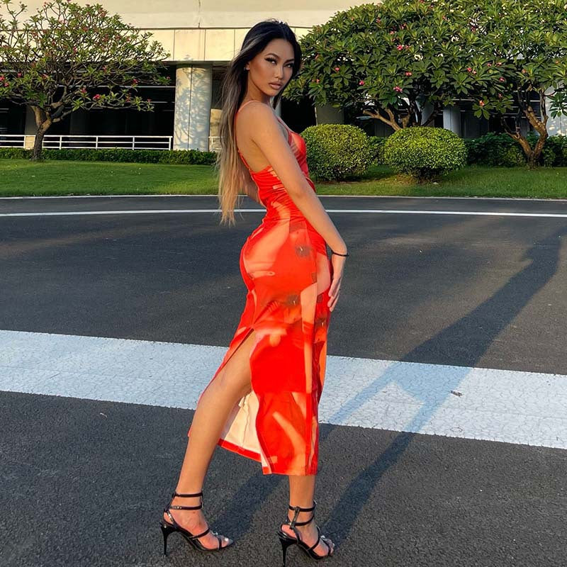 Damen figurbetontes Minikleid mit kreativem Grafikdruck EB