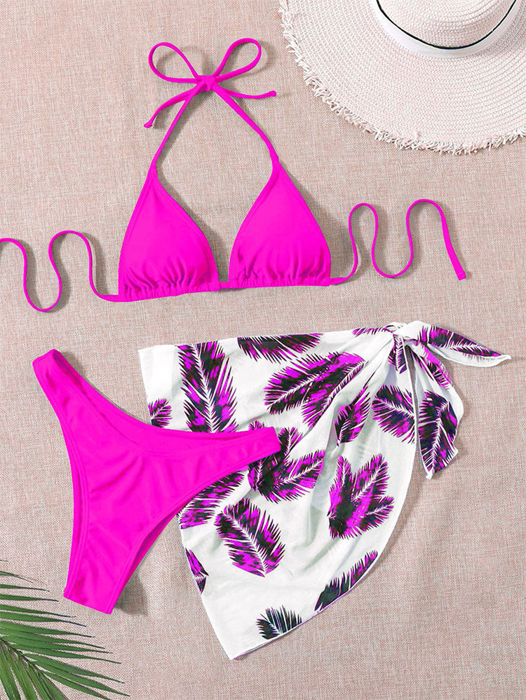 Damen Triangel-Bikini-Set mit modischem Wickelrock EB