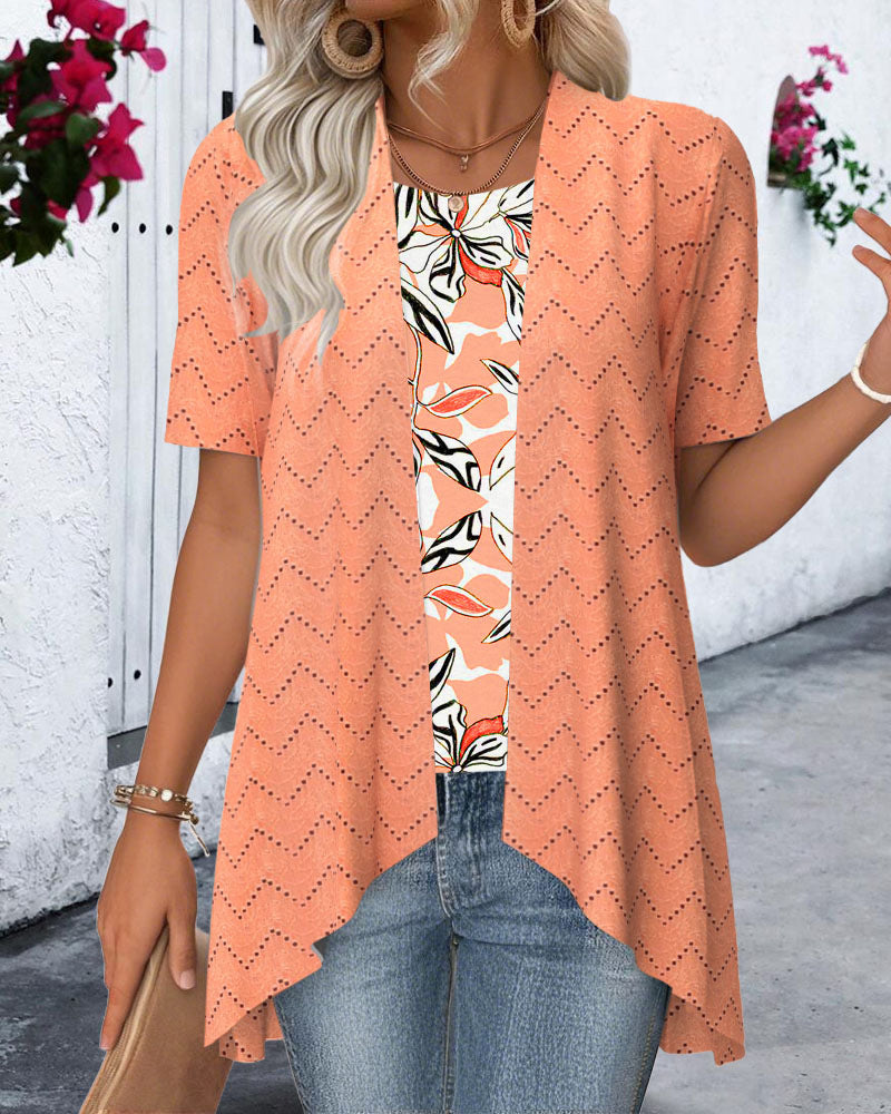 Damen asymmetrische Cardigan mit Wellenmuster und praktischen Taschen Heidi-Mode