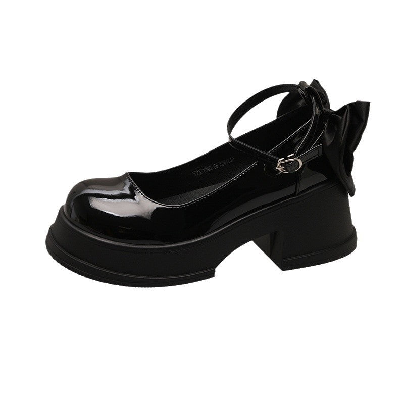 Damen Plateau-Mary Jane Schuhe mit elegantem Schleifen-Detail EB