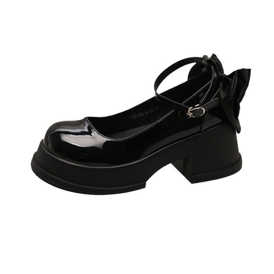 Damen Plateau-Mary Jane Schuhe mit elegantem Schleifen-Detail EB