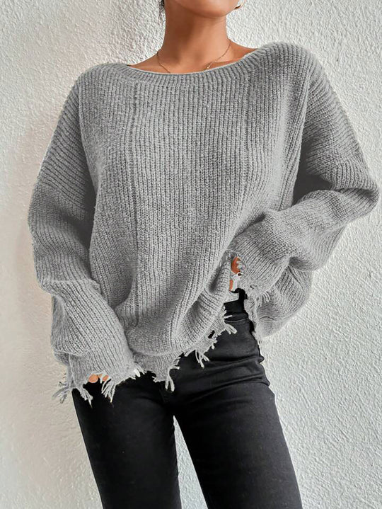 Damen Baumwollpullover mit lässigem Oversized-Schnitt EB