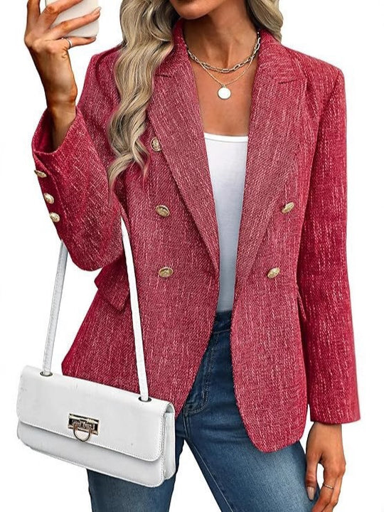 Damen Klassischer Double-Breasted Blazer mit goldenen Knöpfen EB