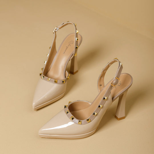 Damen Slingback-Pumps mit dekorativem Schmuckdetail EB