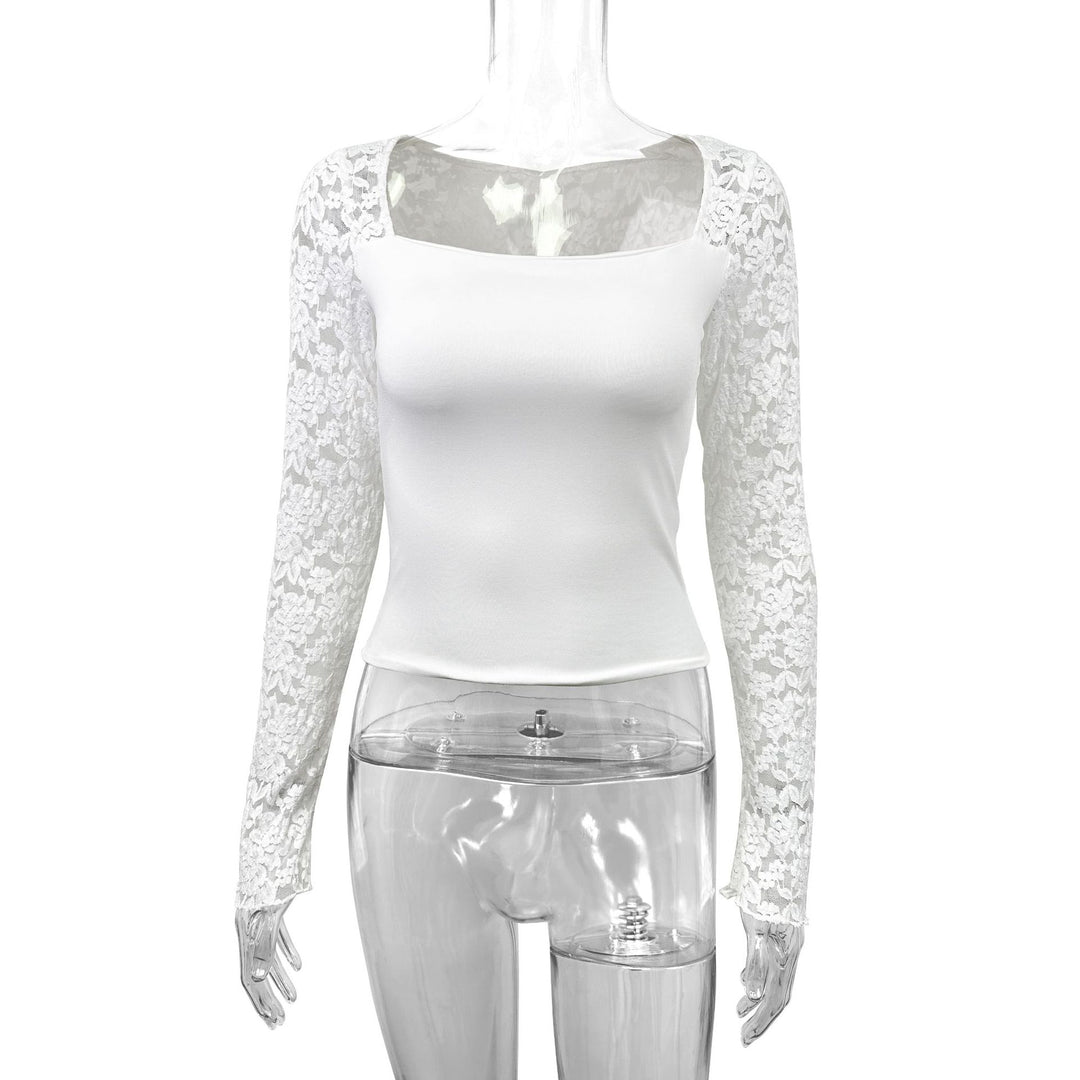 Damen Elegantes Oberteil mit Spitzenärmeln EB