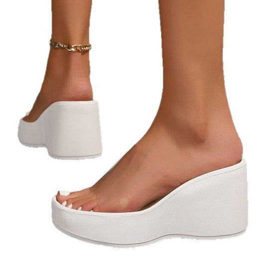 Damen Plateausandalen mit transparentem Riemendesign EB