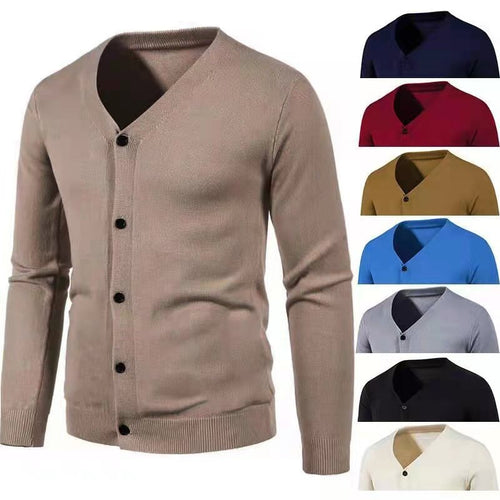 Herren stilvolle Strickjacke mit tiefem V-Ausschnitt und Knopfleiste EB