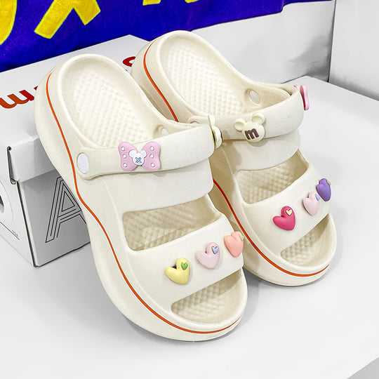 Damen trendige und bequeme Clogs mit bunten Verzierungen EB