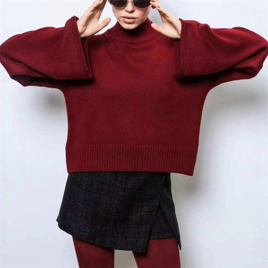 Damen Strickpullover mit lässigem Schnitt und Volumenärmeln EB