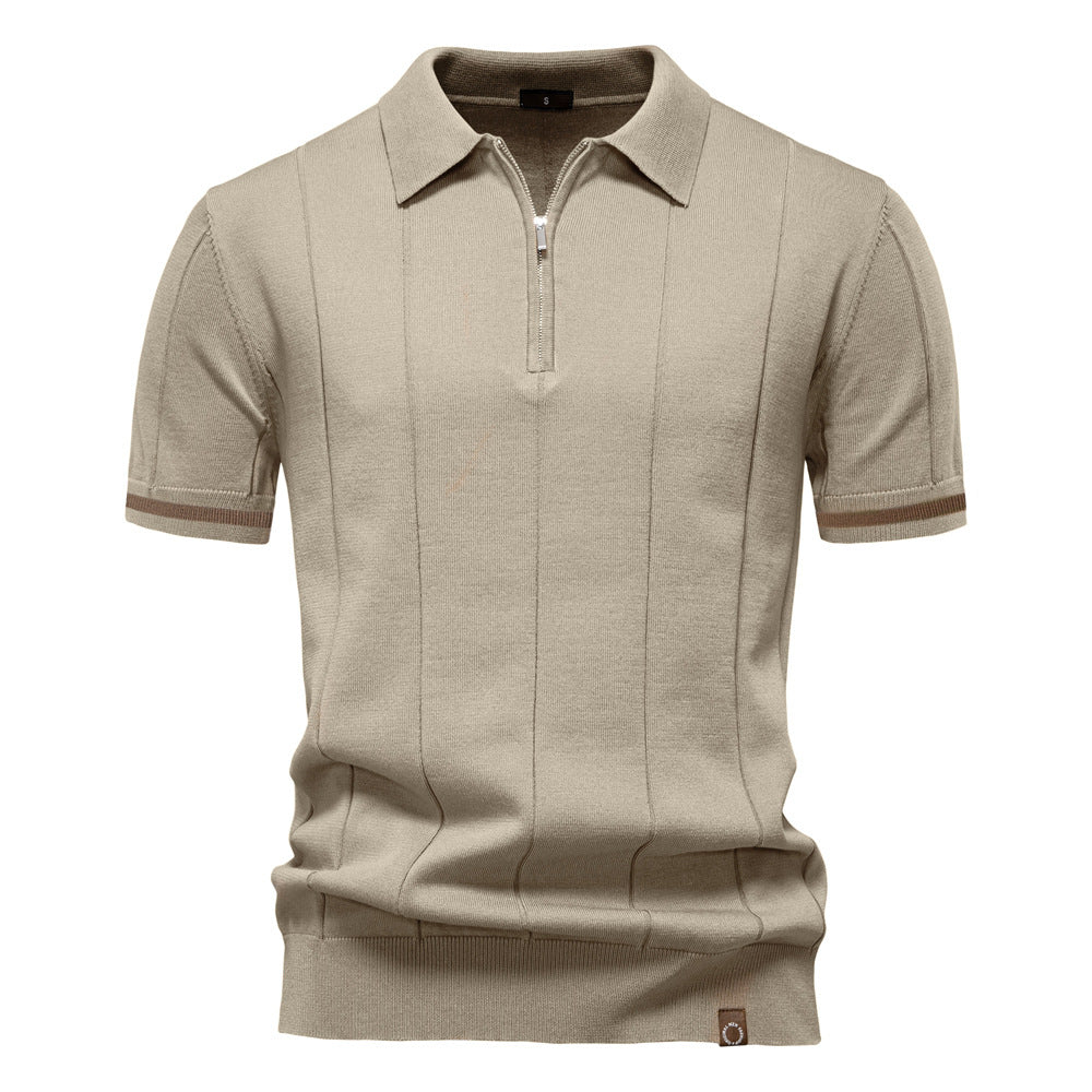 Herren Polohemd mit kurzer Knopfleiste und strukturiertem Design EB
