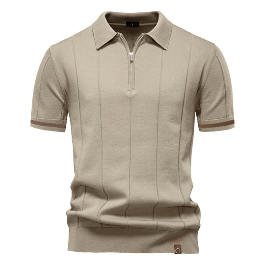 Herren Polohemd mit kurzer Knopfleiste und strukturiertem Design EB