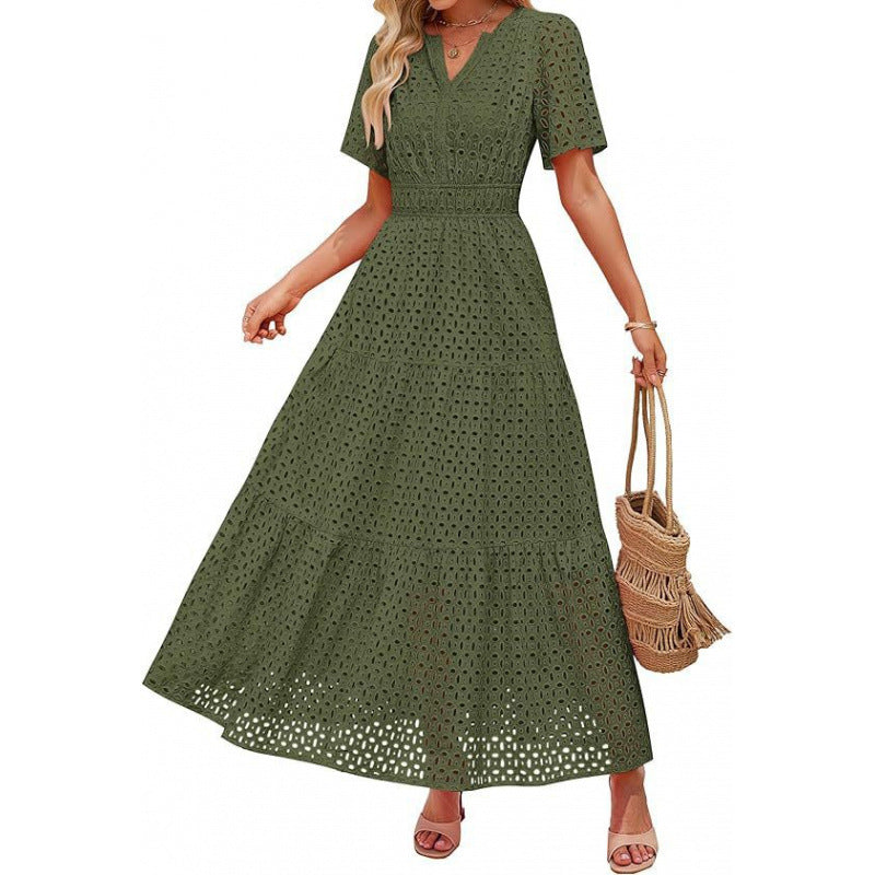 Damen Maxikleid mit gehäkeltem Muster EB