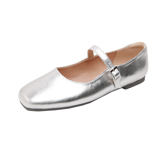 Damen Ballerinas mit modischem Riemchen und glänzender Oberfläche EB