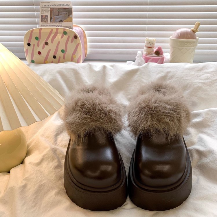 Damen Flauschige Clogs mit robustem Design und weichem Kunstfellrand EB