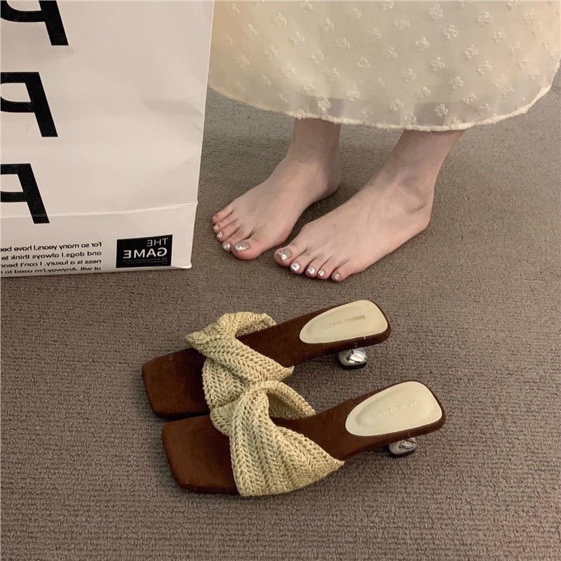 Damen bequeme Zehensandalen mit elegantem geflochtenem Design EB