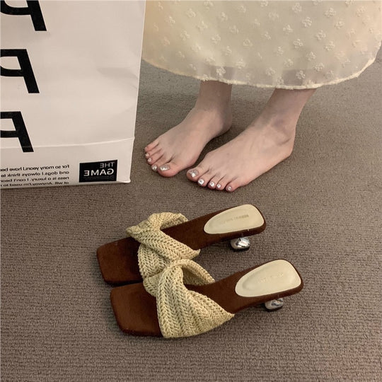Damen bequeme Zehensandalen mit elegantem geflochtenem Design EB