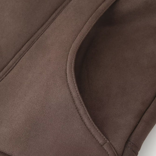 Damen modische Kunstpelzjacke mit umschlagbarem Kragen EB