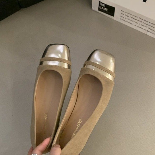 Damen elegante Ballerinas mit metallischem Besatz und komfortablem Fußbett EB