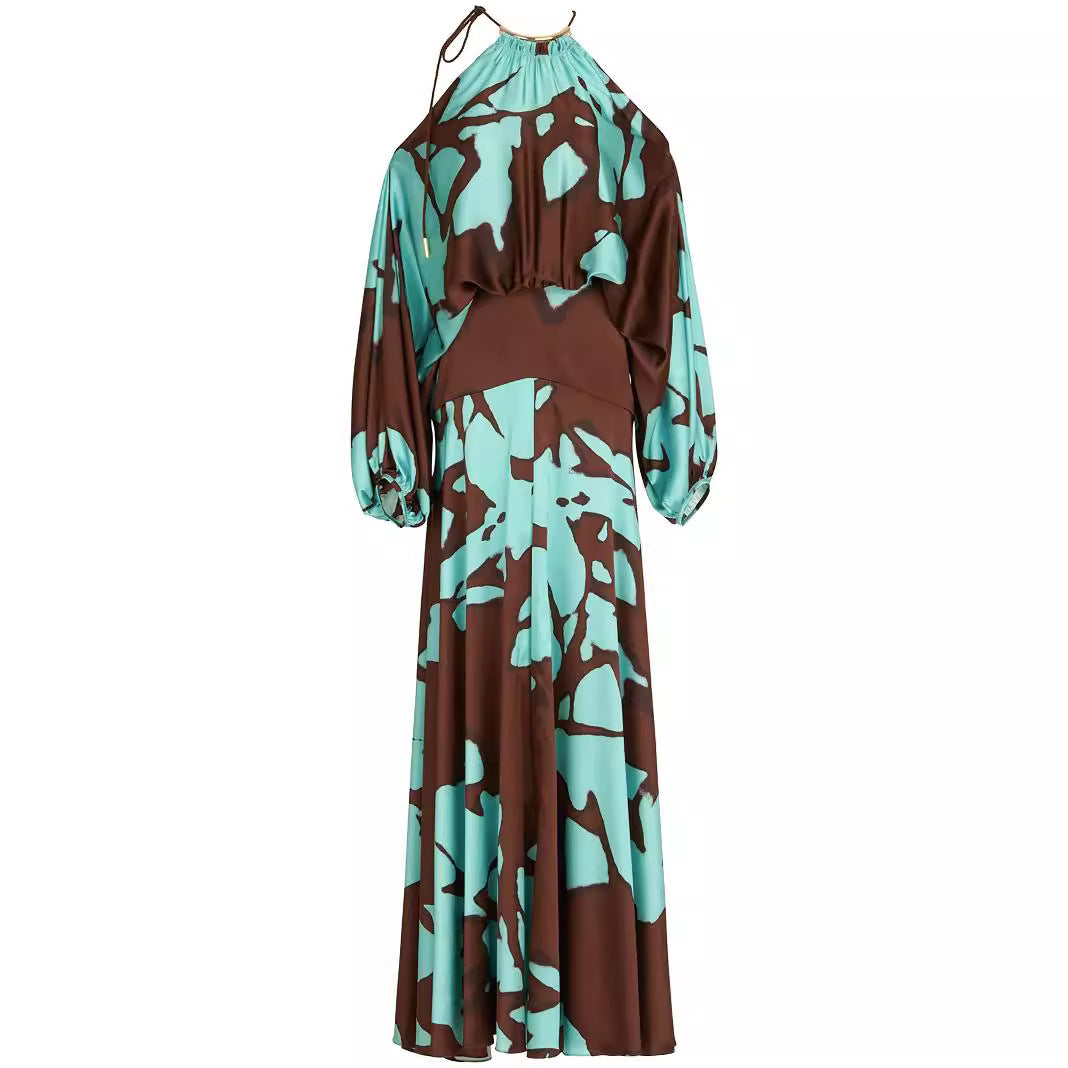 Damen Maxikleid mit asymmetrischem Design und fließendem Material EB