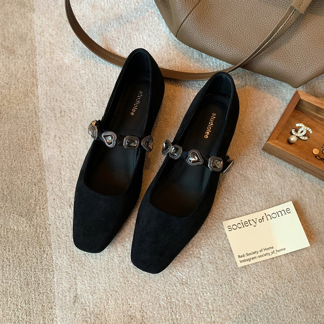 Damen Ballerinas mit modischem Leo-Design und eleganter Schnallenapplikation EB