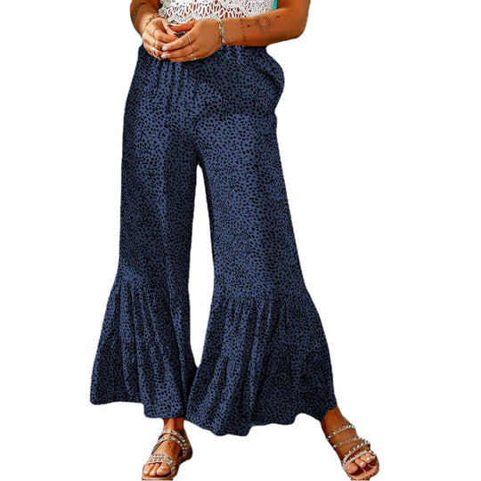 Damen Weite Palazzo-Hose mit voluminösem Saum und elastischem Bund EB