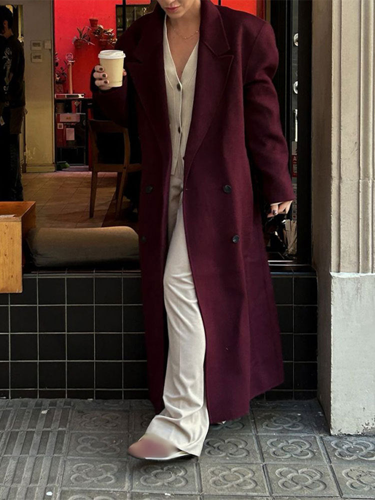 Damen Eleganter Oversize-Wollmantel mit Doppelknebelverschluss EB