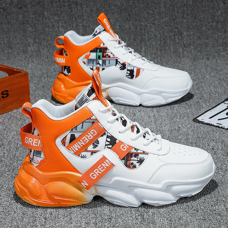 Herren futuristische High-Top Plateausneaker mit gemustertem Textil-Mix, gepolstertem Knöchelkragen und skulpturierter EVA-Sohle EB