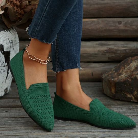 Damen Slipper mit atmungsaktivem Strickdesign EB