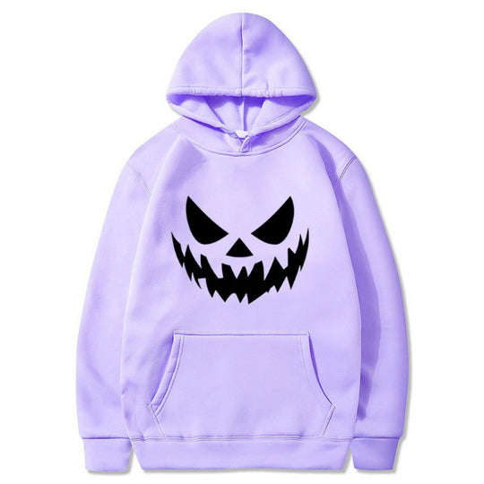Unisex nan Kapuzenpullover mit gruseligem Kürbisgesicht-Print und Oversize Kängurutasche EB