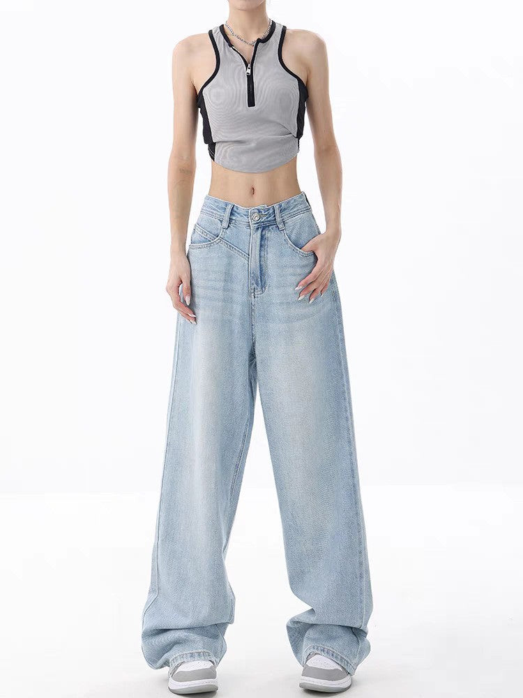 Damen Weite High-Waist Jeans mit lässigem Schnitt und modernem Design EB
